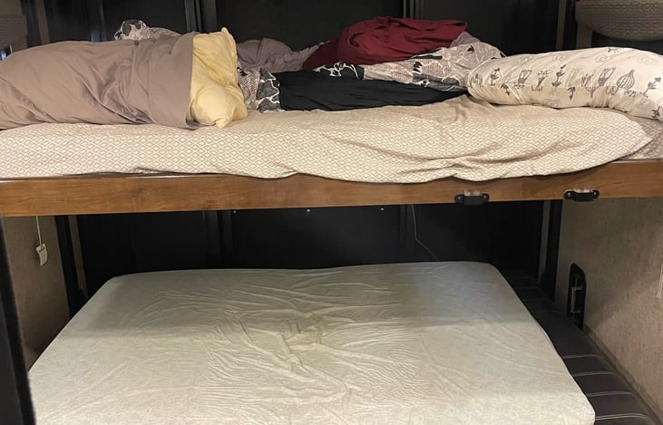 Queen beds in garage