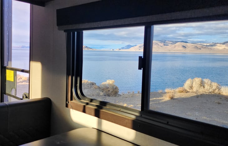 Dining view from Blockhouse Beach.