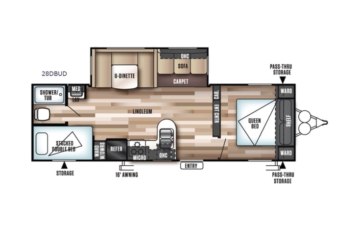 Representative floor plan provided by a trusted RVshare partner.