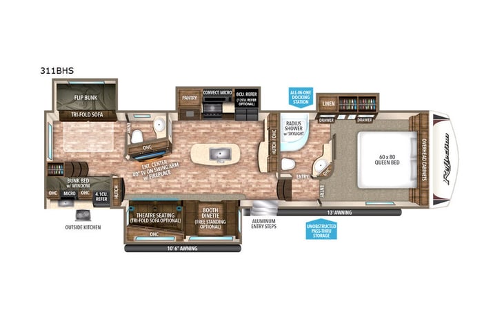 Representative floor plan provided by a trusted RVshare partner.