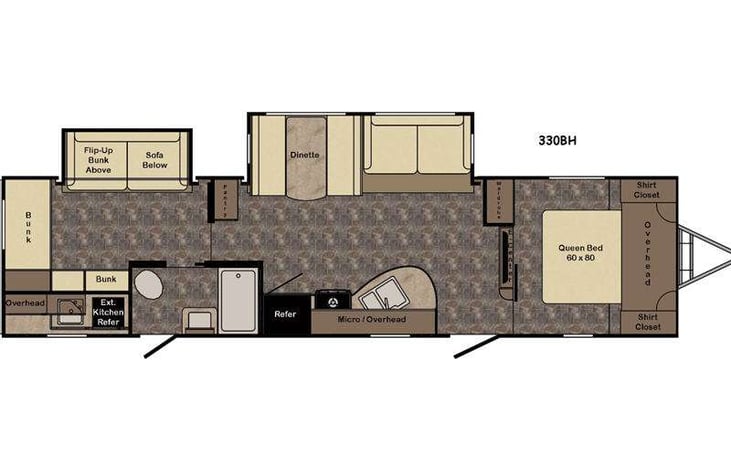 Representative floor plan provided by a trusted RVshare partner.