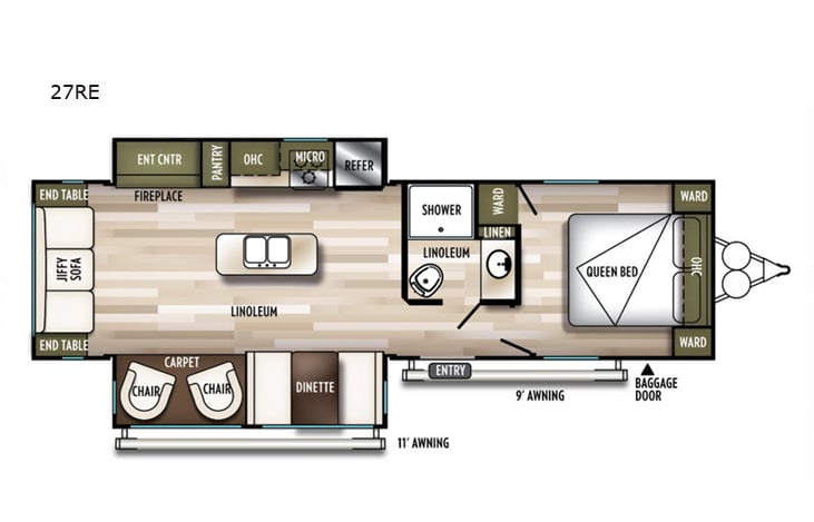 Representative floor plan provided by a trusted RVshare partner.