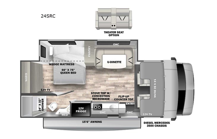Representative floor plan provided by a trusted RVshare partner.