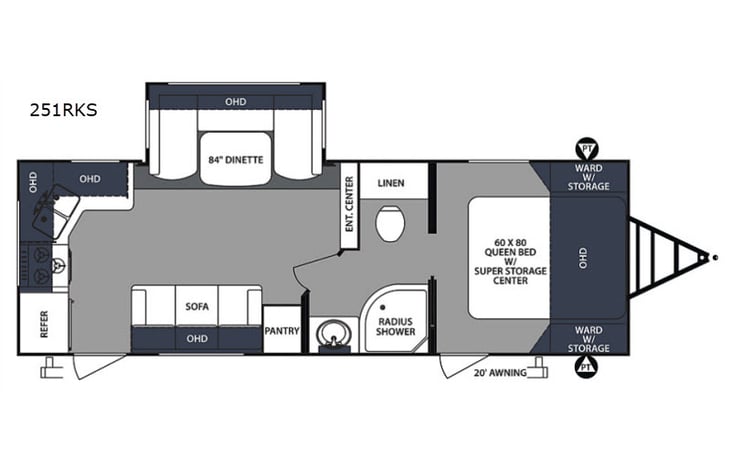 Representative floor plan provided by a trusted RVshare partner.
