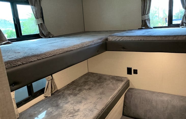 Convenient USB Charging outlets for electronic devices.