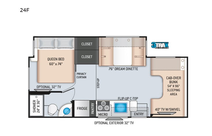 Representative floor plan provided by a trusted RVshare partner.