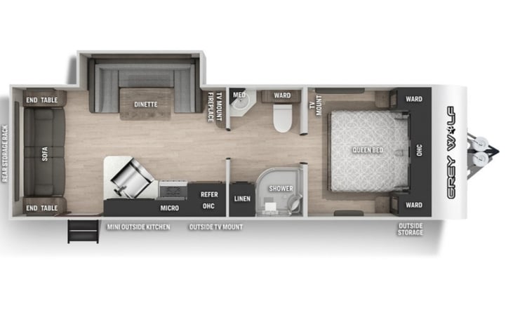 Roomy Floor plan with bedroom separated by the bathroom which provides extra privacy