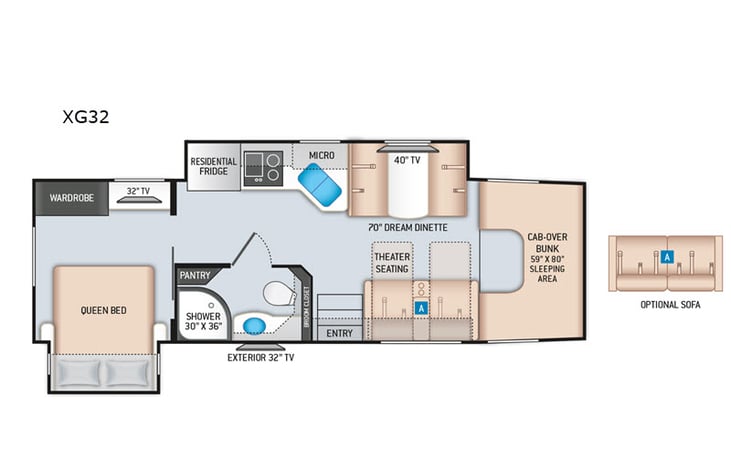 Representative floor plan provided by a trusted RVshare partner.