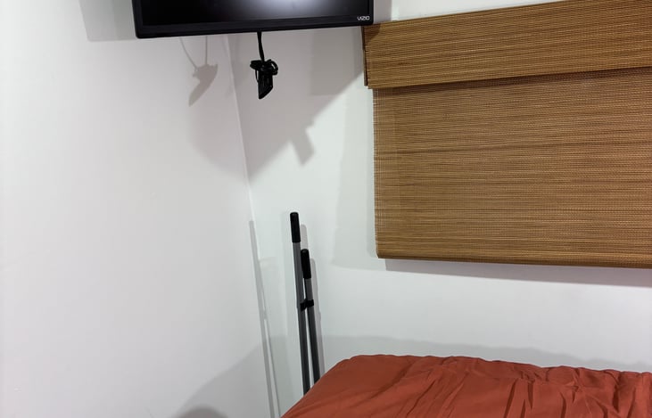 TV located in the primary bedroom - includes streaming services if campground chosen includes WIFI services.