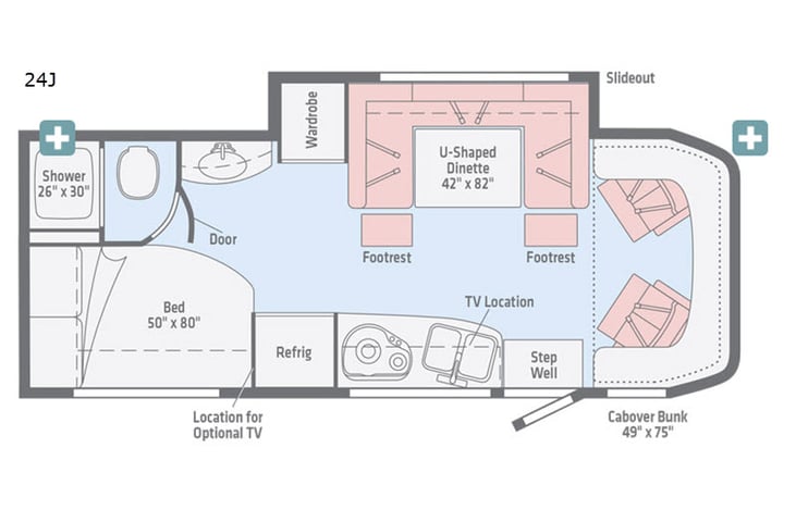 Representative floor plan provided by a trusted RVshare partner.