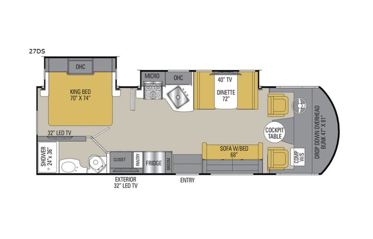 Representative floor plan provided by a trusted RVshare partner.