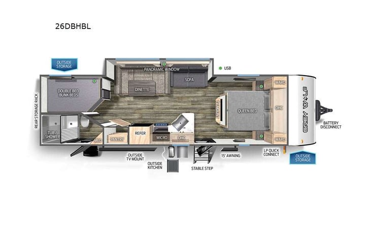 Representative floor plan provided by a trusted RVshare partner.