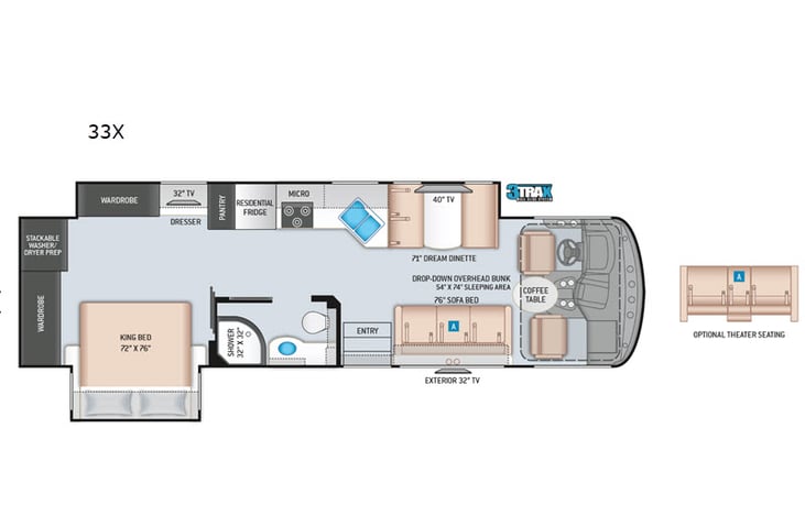 Representative floor plan provided by a trusted RVshare partner.