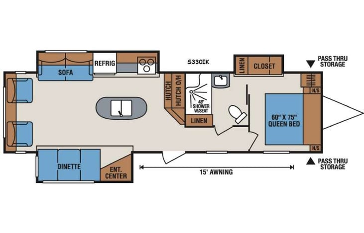 Representative floor plan provided by a trusted RVshare partner.