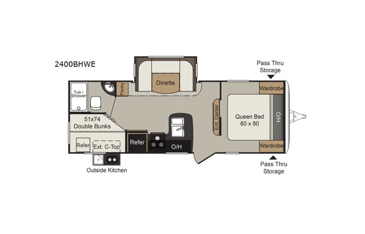 Representative floor plan provided by a trusted RVshare partner.