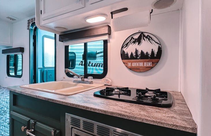 Cooking is easy on a stove, with a microwave and all the supplies we have stocked.