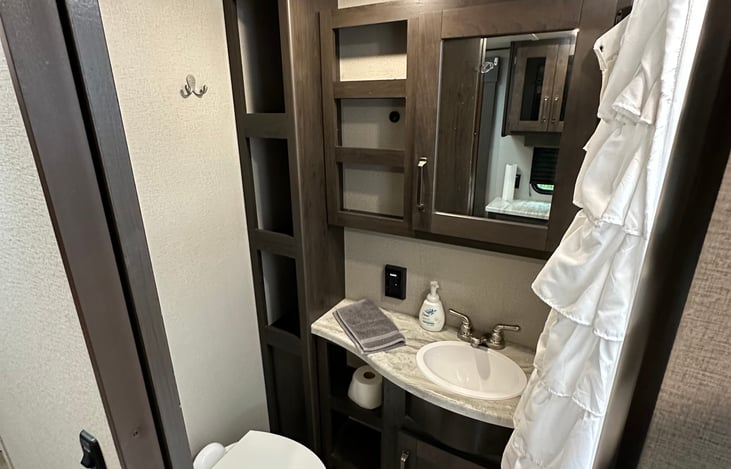 There is a pocket door here to close when in use.