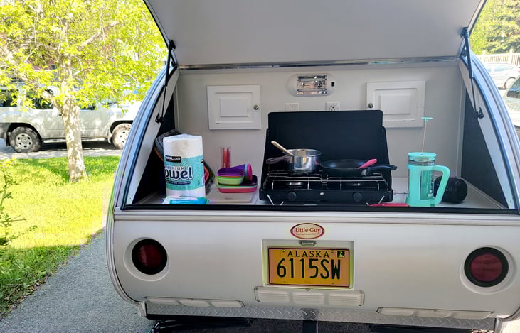 Check out the galley. There's suprisingily a good amount of room to prep and cook.