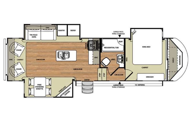 Representative floor plan provided by a trusted RVshare partner.