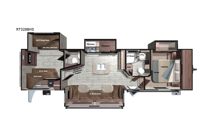 Representative floor plan provided by a trusted RVshare partner.