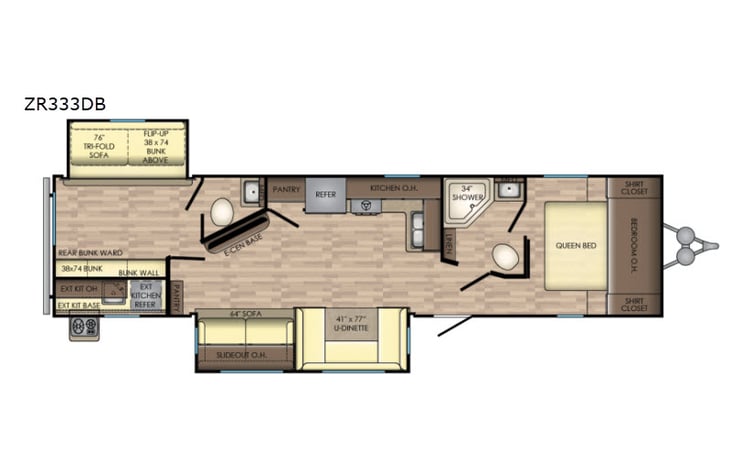 Representative floor plan provided by a trusted RVshare partner.