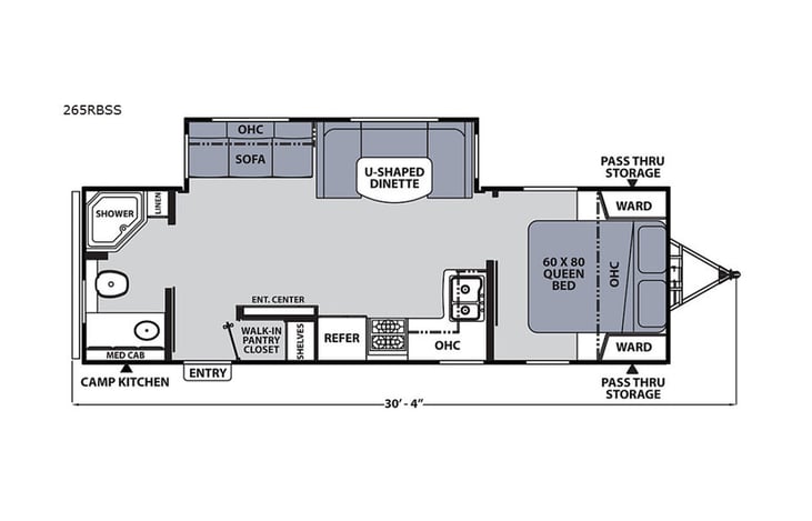 Representative floor plan provided by a trusted RVshare partner.