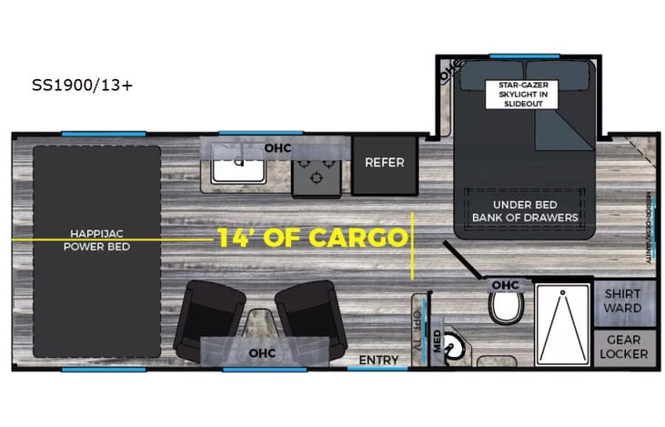 Representative floor plan provided by a trusted RVshare partner.