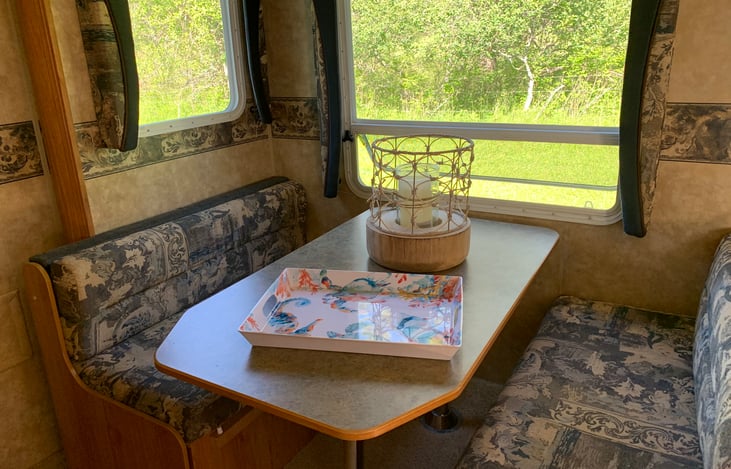 Dinette can be made into a bed, as well as extended for more seating.