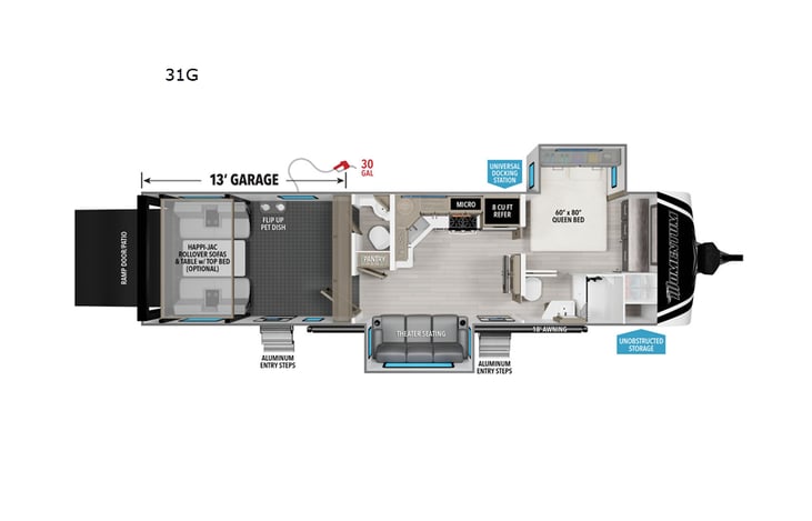 Representative floor plan provided by a trusted RVshare partner.