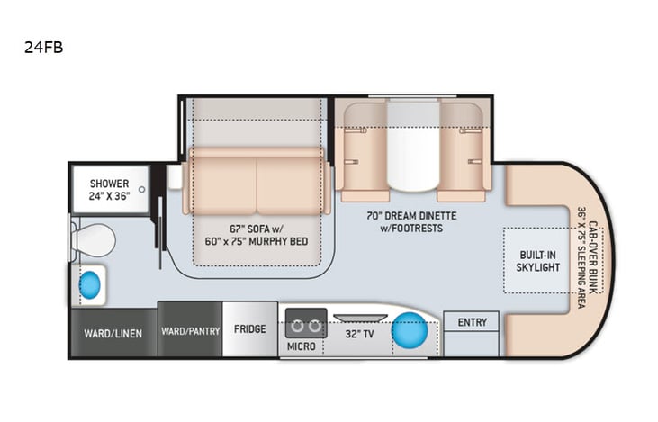Representative floor plan provided by a trusted RVshare partner.