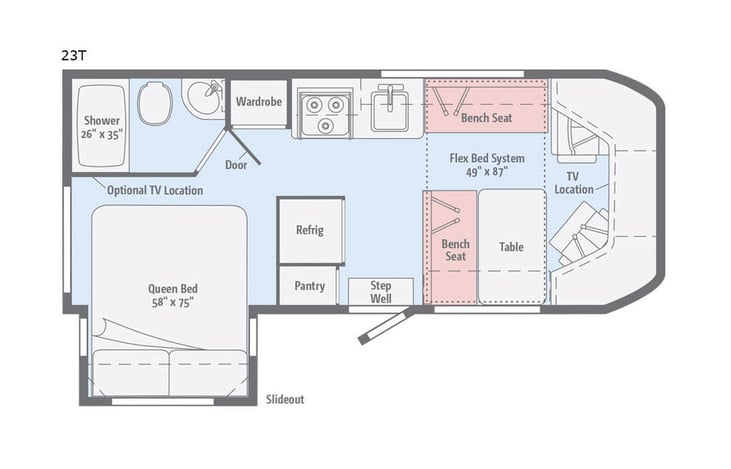 Representative floor plan provided by a trusted RVshare partner.