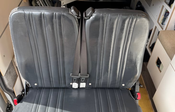 Seat folds up when not in use.