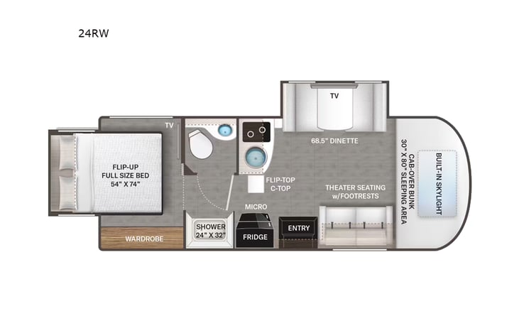 Representative floor plan provided by a trusted RVshare partner.