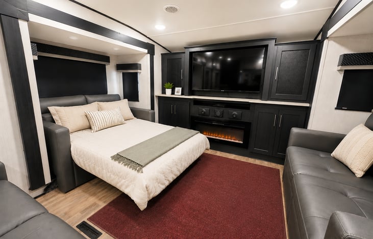 Both sofas convert into double beds