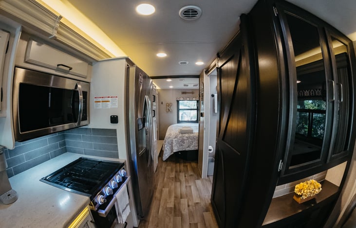 recessed barn door to close for bathroom privacy