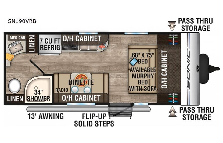 Representative floor plan provided by a trusted RVshare partner.