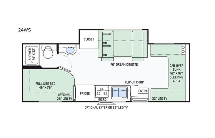 Representative floor plan provided by a trusted RVshare partner.