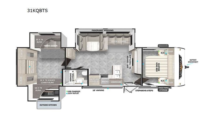 Representative floor plan provided by a trusted RVshare partner.