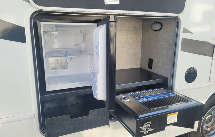 Mini fridge and outdoor grill!