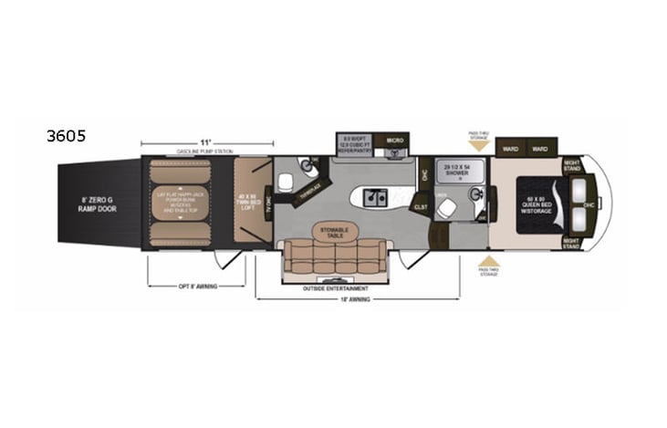 Representative floor plan provided by a trusted RVshare partner.