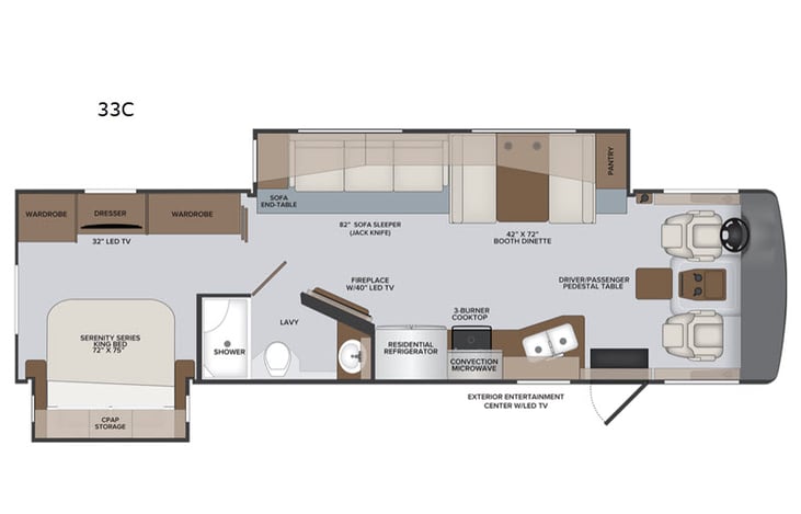 Representative floor plan provided by a trusted RVshare partner.