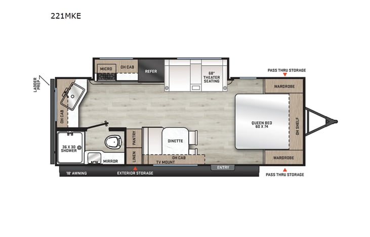 Representative floor plan provided by a trusted RVshare partner.