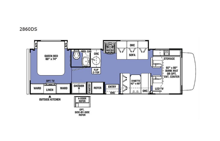 Representative floor plan provided by a trusted RVshare partner.
