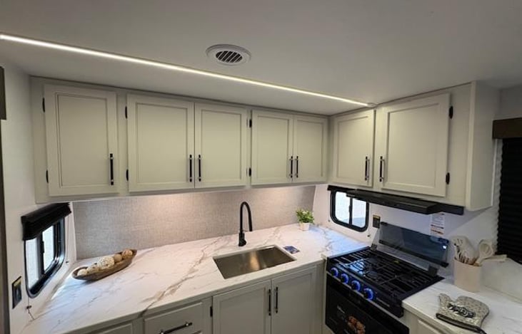 Large "L" shape kitchen.