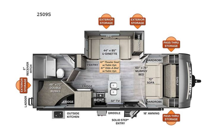 Representative floor plan provided by a trusted RVshare partner.