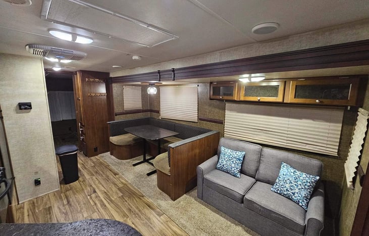 Twin pull out couch, table turns into a full bed