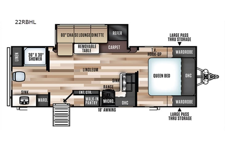 Representative floor plan provided by a trusted RVshare partner.