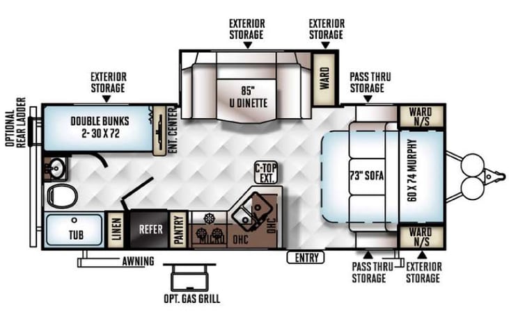 Representative floor plan provided by a trusted RVshare partner.