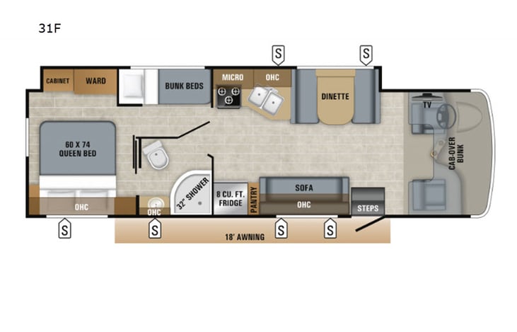 Representative floor plan provided by a trusted RVshare partner.