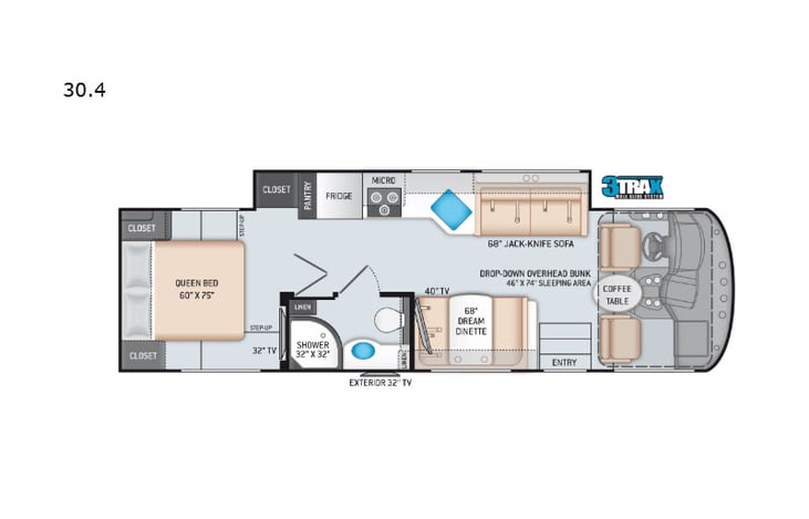 Representative floor plan provided by a trusted RVshare partner.